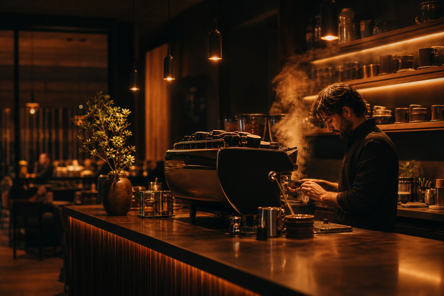 Specialty coffee bar interior representing a custom business website
